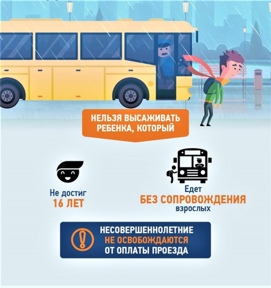 Запрет на высадку из транспорта детей младше 16 лет.